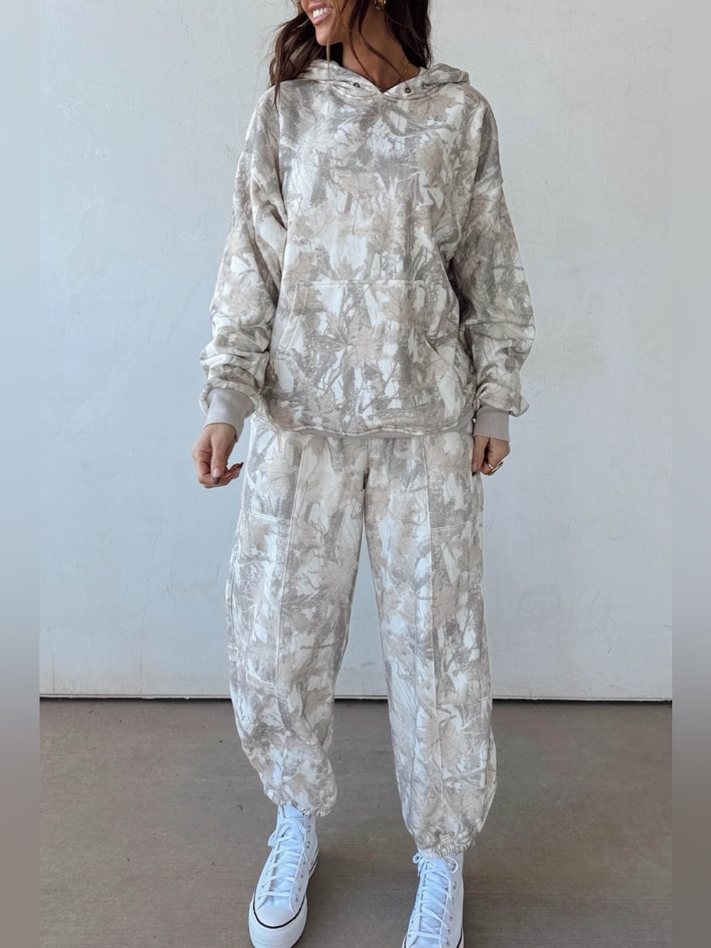 Multicolour Abstract Print Long Sleeve Elastic Waist Pant Set